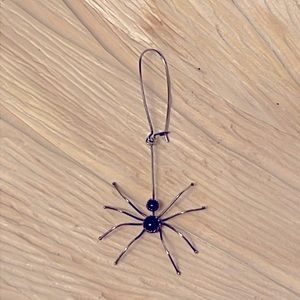 Black Onyx and Sterling Silver Spider Single Earring